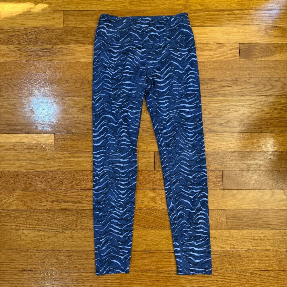 Athleta Girl High Rise Printed Chit Chat Tight Leggings Blue Pattern - Size L/12